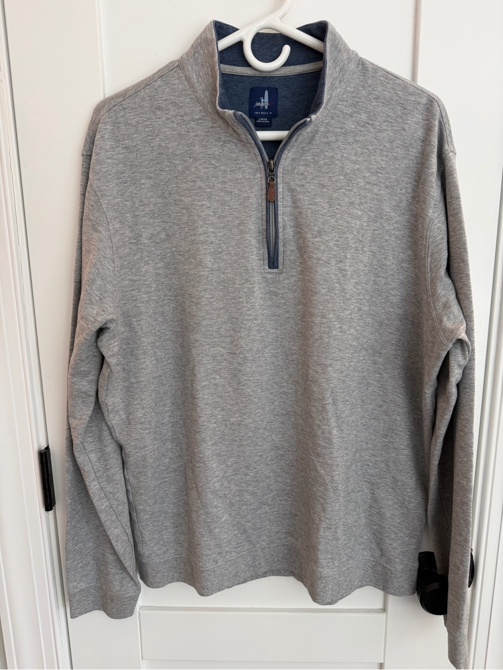 johnnie-O Men's Light Grey Quarter-Zip Pullover